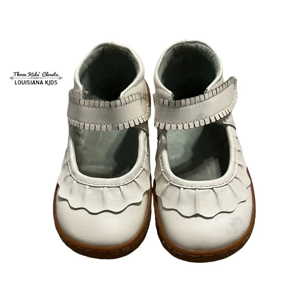 Livie & Luca Sz 8 White Pearl Ruche Mary Jane Shoes